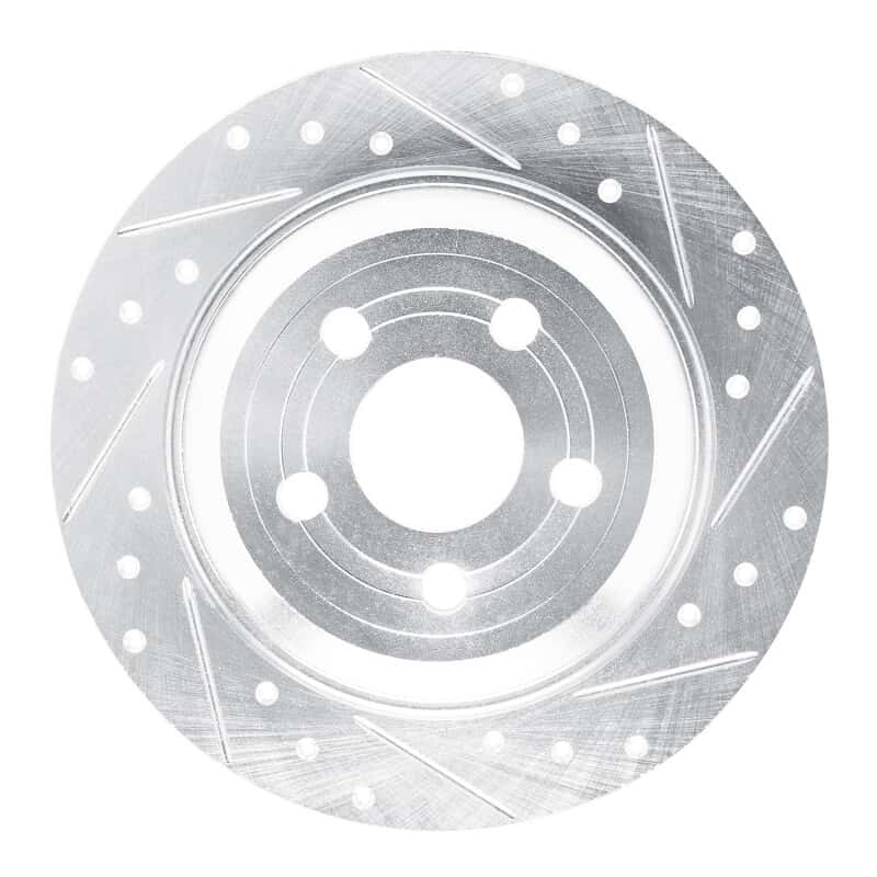 R1 Concepts — R1 22-25 Ford Maverick Rear Right Drilled & Slotted Silver Brake Rotor - view 1