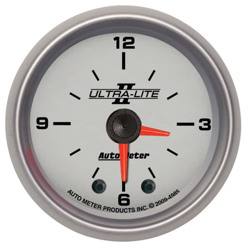 AutoMeter — Autometer Ultra-Lite II 2in Illuminated Analog Full Sweep Electronic 12 Hour Clock
2" CLOCK, ILLUMINATE - view 1