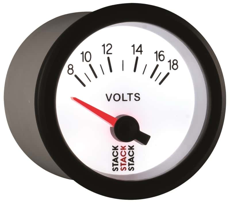 AutoMeter — Autometer Stack 52mm 8-18V Electric Battery Voltage Gauge - White
Ga Volt Elec Wht 18v - view 6