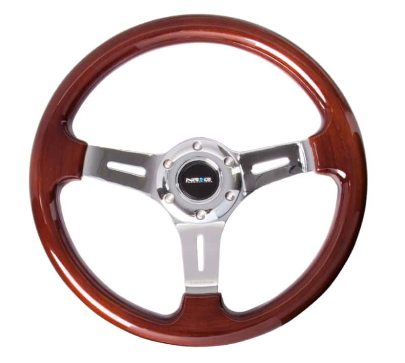NRG — NRG Classic Wood Grain Steering Wheel (330mm) Wood Grain w/Chrome 3-Spoke Center - view 1