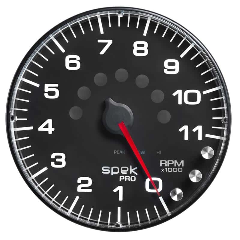 AutoMeter — Autometer Spek-Pro Gauge Tachometer 5in 11K Rpm W/Shift Light & Peak Mem Black/Black
GA 5" 11KRPM BFB SPK - view 1