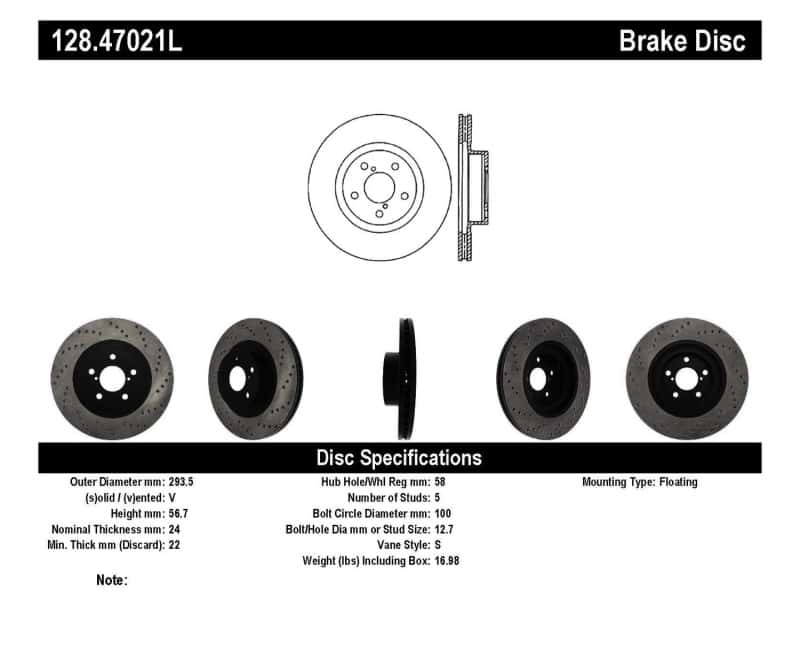 Stoptech — StopTech Drilled Sport Brake Rotor
Cross Drilled Rotor - view 6
