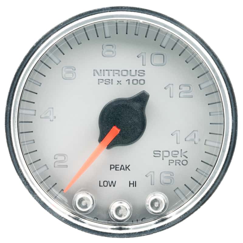 AutoMeter — Autometer Spek-Pro Gauge Nitrous Press 2 1/16in 1600psi Stepper Motor W/Peak & Warn Slvr/Chrm
GA 2" N2O SCC SPEK - view 1
