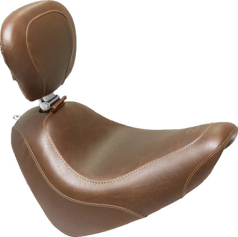 Mustang Motorcycle — Mustang 18-21 Harley Fat Bob Wide Tripper Solo Seat w/Driver Backrest - Brown - view 2