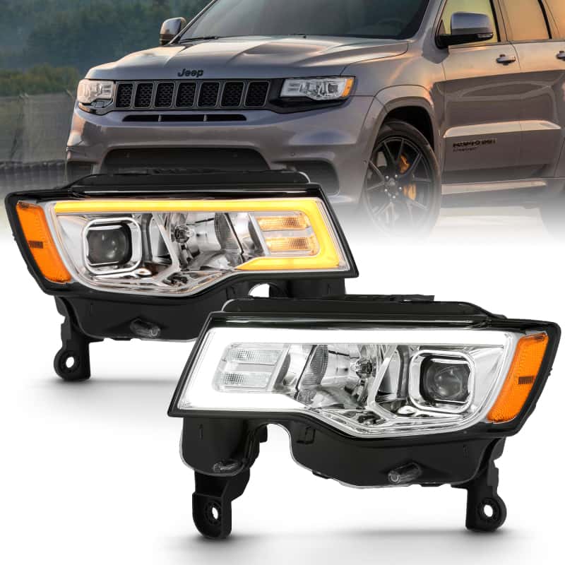 ANZO — ANZO 2017-2018 Jeep Grand Cherokee Projector Headlights w/ Plank Style Switchback - Chrome w/ Amber
Projector Headlights
Head Light Set - view 1