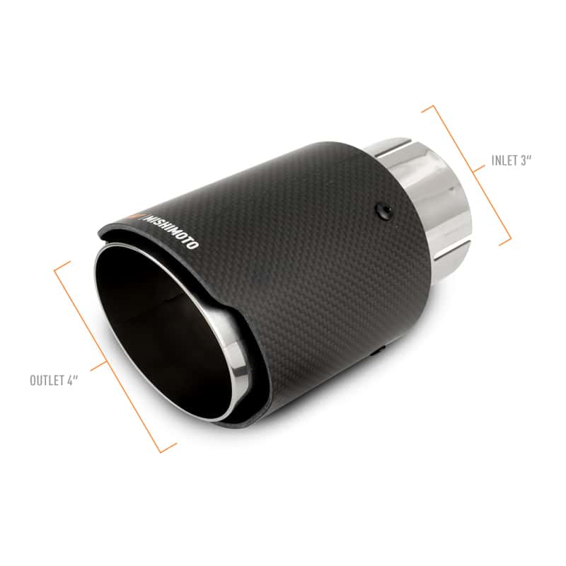 Mishimoto — Mishimoto Carbon Fiber Muffler Tip 3in Inlet 4in Outlet Polished
Exhaust Tip - view 2