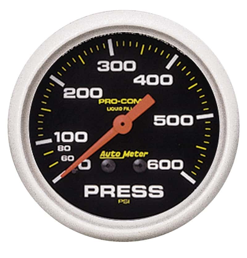 AutoMeter — Autometer 2-5/8in Pro-Comp Liquid Filled Mechanical 600 PSI Pressure Gauge
2-5/8" PRESS GA, 0-6 - view 2