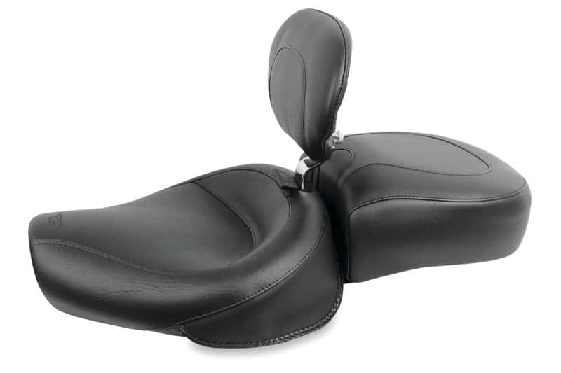 Mustang Motorcycle — Mustang 82-03 Harley Sportster Wide Touring Solo Seat w/Driver Backrest - Black - view 1