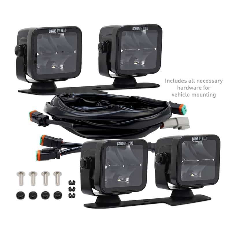 Borne Off-Road — Borne Off-Road 21+ Bronco Light Pods 4pc Ditch 3x3 Flood Upfit - view 2