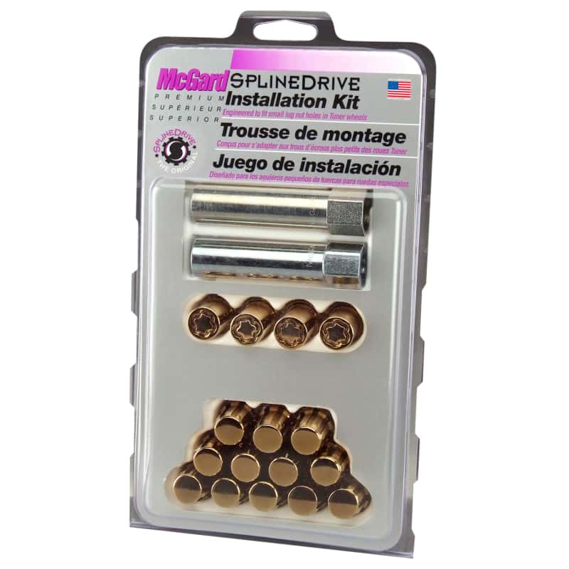 McGard — McGard SplineDrive Tuner 4 Lug Install Kit w/Locks & Tool (Cone) M12x1.25 / 13/16 Hex - Gold (CS) - view 3