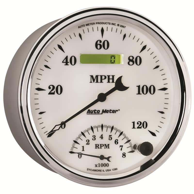 AutoMeter — AutoMeter Gauge Tach/Speedo 5in. 120MPH & 8K RPM Elec. Program Old Tyme White II
5" TACH/SPEEDO COMBO - view 6