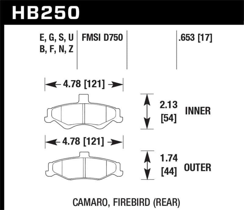 Hawk Performance — Hawk 98-02 Chevrolet Camaro SS/Z28 / 98-02 Pontiac Firebird HT-10 Race Rear Brake Pads
Disc Brake Pad - view 3