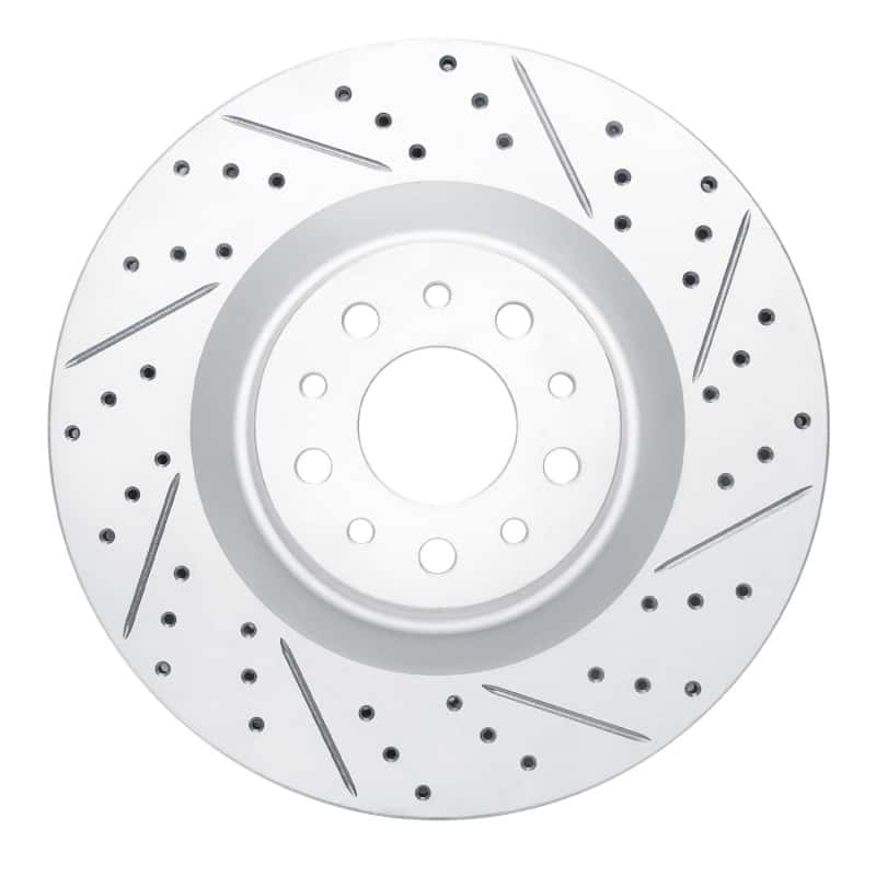R1 Concepts — R1 14-19 Fiat 500L Front Right Drilled & Slotted Geo-Carbon Rotor - view 1
