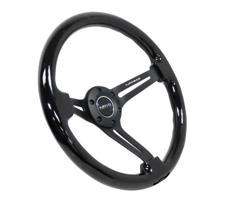 NRG — NRG Reinforced Steering Wheel (350mm / 3in. Deep) Blk Wood w/Blk Matte Spoke/Black Center Mark - view 2