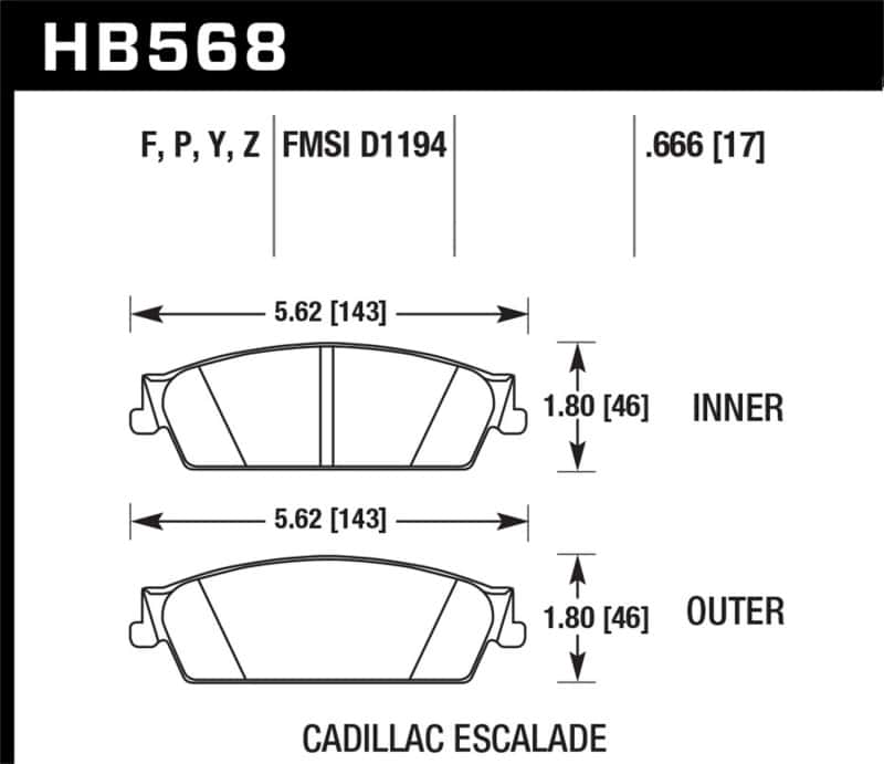 Hawk Performance — Hawk 07 Chevy Tahoe LTZ LTS Rear Brake Pads
Disc Brake Pad - view 3