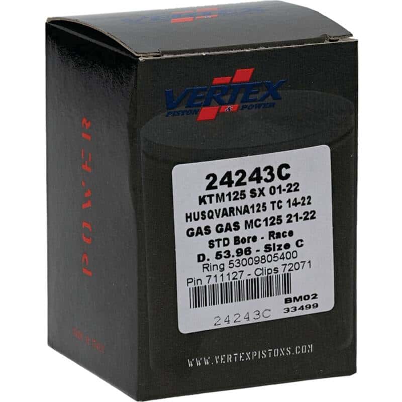 Vertex Pistons — Vertex Piston 01-16 KTM 125 EXC 125cc Cast Race Piston Kit - view 5