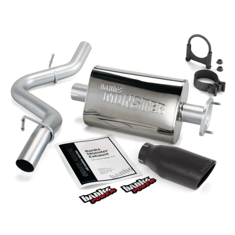 Banks Power — Banks Power 00-03 Jeep 2.5/4.0L Wrangler w/ 2-Bolt Cat Monster Exh Sys - SS Single Exh w/ Blk Tip
Monster Exhaust Syst
Performance Exhausts - view 1