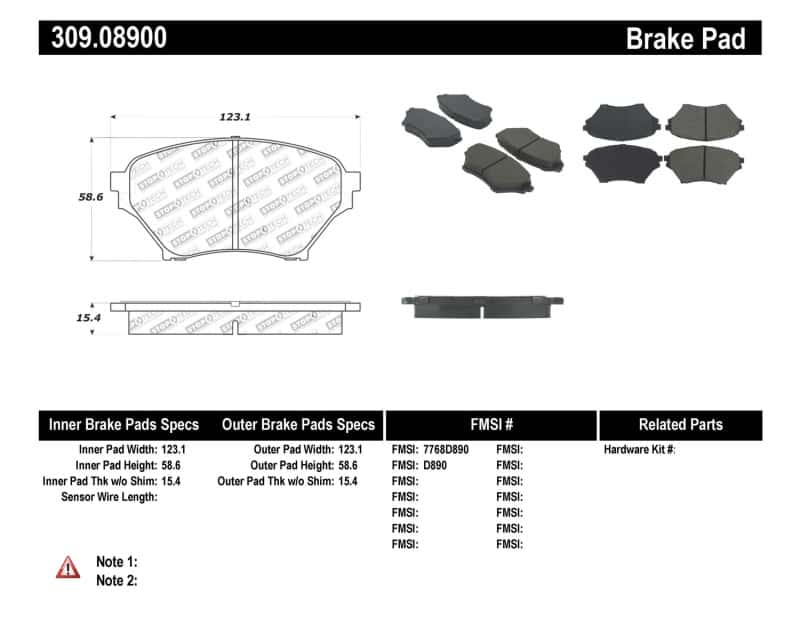 Stoptech — StopTech Performance 01-05 Miata w/ Sport Suspension Front Brake Pads D890
Sprt Brk Pad W/Hdwr - view 7