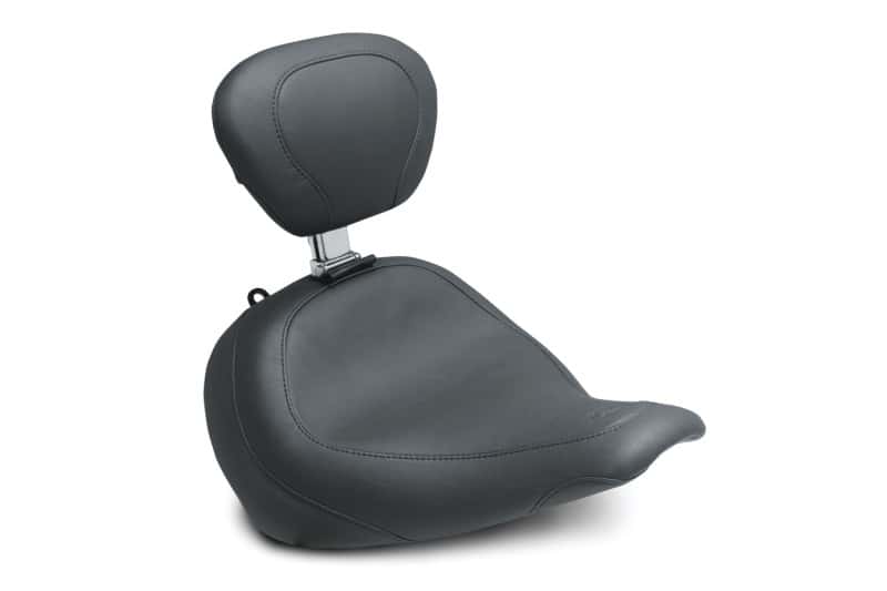 Mustang Motorcycle — Mustang 18-21 Harley Fat Boy Wide Tripper Solo Seat w/Driver Backrest - Black - view 1
