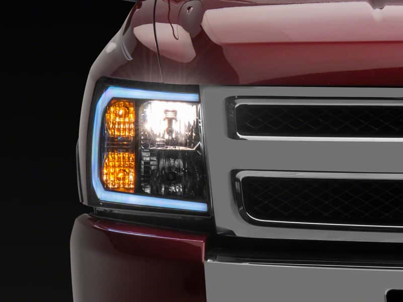 Raxiom — Raxiom 07-13 Chevrolet Silverado 1500 Axial Series Headlights w/ LED Bar- Blk Housing (Clear Lens)
Headlights - view 1
