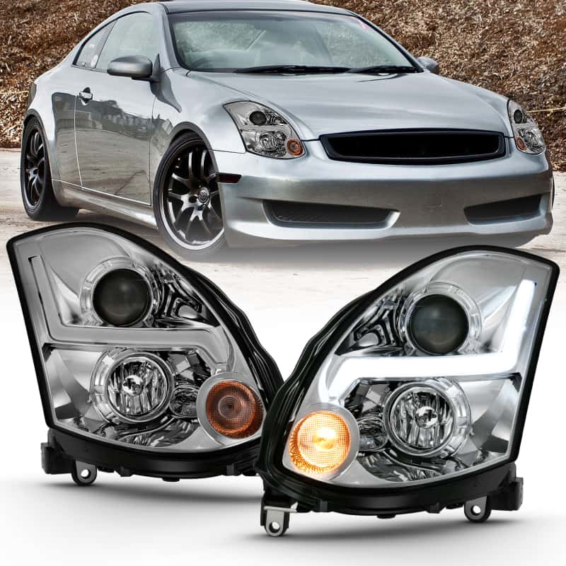 ANZO — ANZO 2003-2007 Infiniti G35 Projector Headlight Plank Style Black (HID Compatible, No HID Kit )
Head Light Set
HdLtSet - view 1