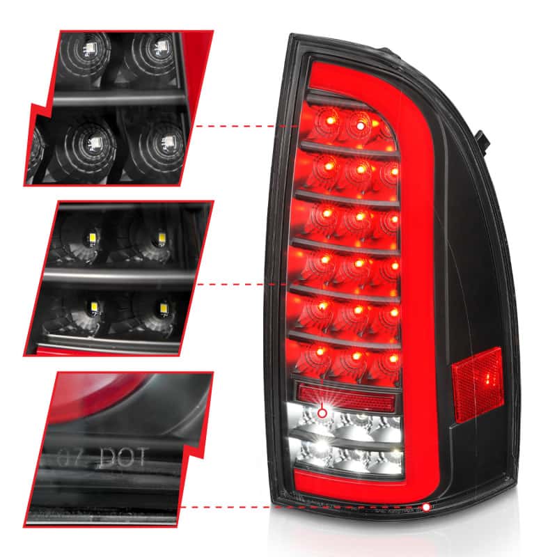 ANZO — ANZO 05-15 Toyota Tacoma Full LED Tail Lights w/Light Bar Sequential Black Housing Clear Lens - view 4
