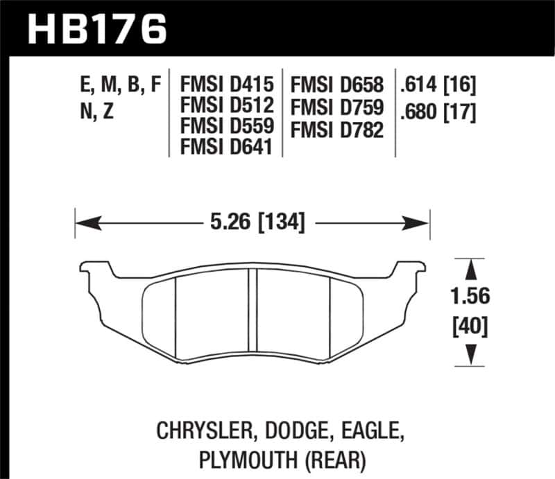 Hawk Performance — Hawk SRT4 HP+ Street Rear Brake Pads
Disc Brake Pad - view 3