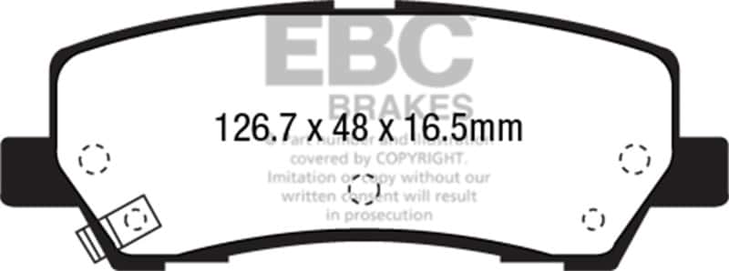 EBC — EBC 15+ Ford Mustang 2.3 Turbo Yellowstuff Rear Brake Pads
Disc Brake Pad - view 1