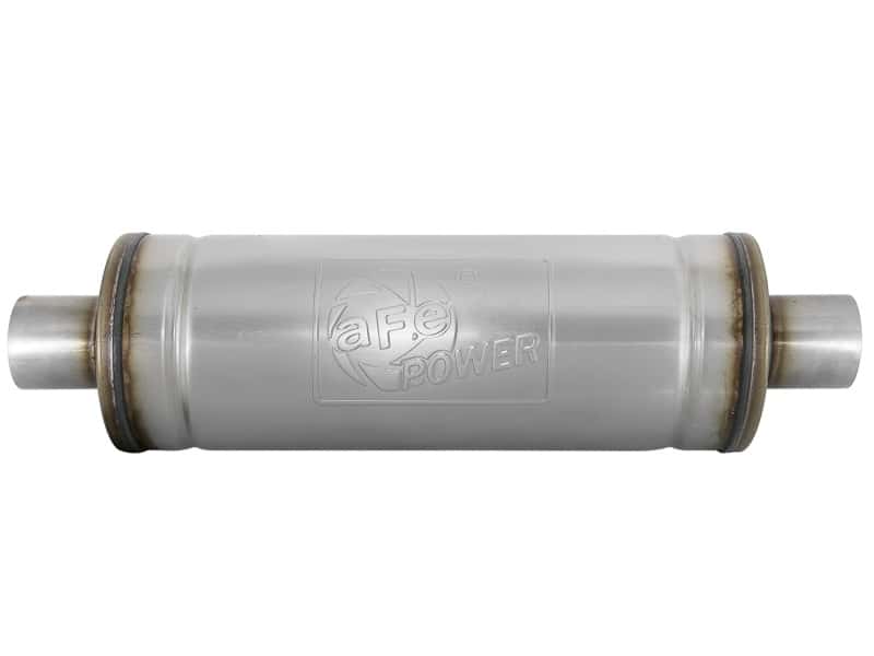 aFe — aFe MACH Force-Xp 409 SS Muffler 2.5in Center/Center 18in L x 6in Dia - Round Body
Stainless Muffler - view 2