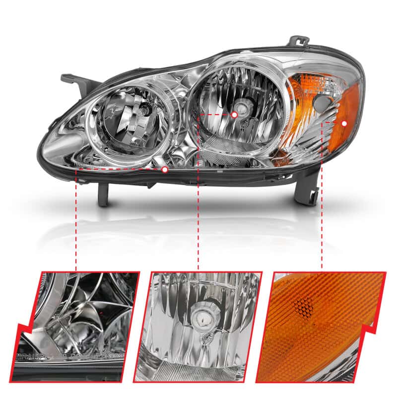 ANZO — ANZO 2005-2008 Toyota Corolla Crystal Headlight Chrome Amber
Head Light Set - view 8