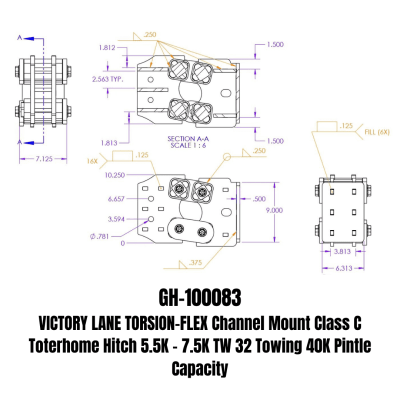 GEN-Y Hitch — Gen-Y Victory Lane Torsion-Flex Channel Mount Class C Toterhome Hitch (5.5K-7.5K TW)
Trailer Hitch - view 2