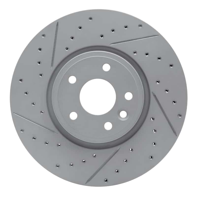 R1 Concepts — R1 17-19 Jaguar Xe Front Left Drilled & Slotted Geo-Carbon Rotor - view 1