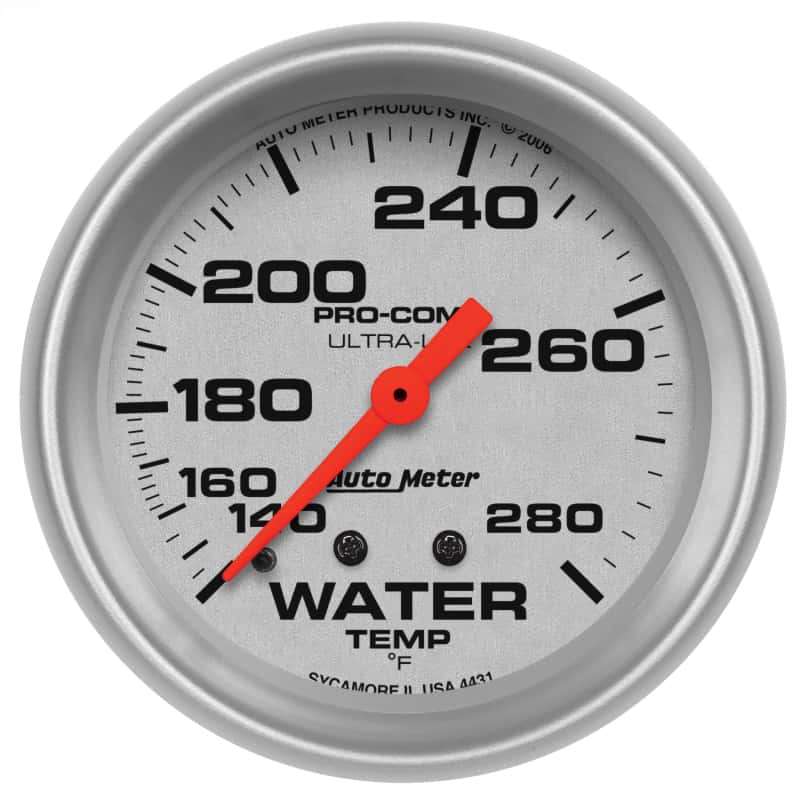 AutoMeter — Autometer Ultra-Lite 66.7mm 140-280 Deg F Mechanical Water Temperature Gauge - White
2-5/8" WATER TEMP, 1 - view 2