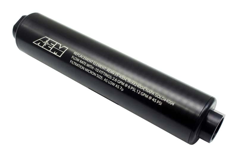AEM — AEM Universal High Flow -10 AN Inline Black Fuel Filter
Hi Vol Fuel Filter - view 1