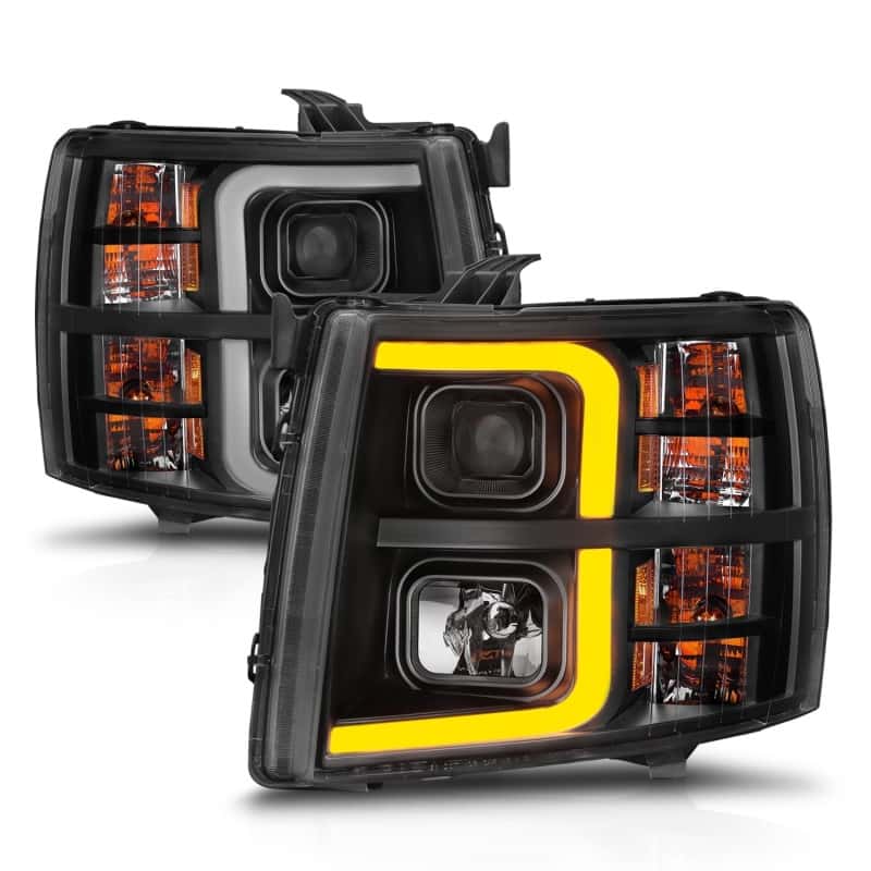 ANZO — ANZO 2007-2013 Chevrolet Silverado 1500 Projector w/ Light Bar Black Housing w/ Sequential
Head Light Set
HdLtSet - view 5
