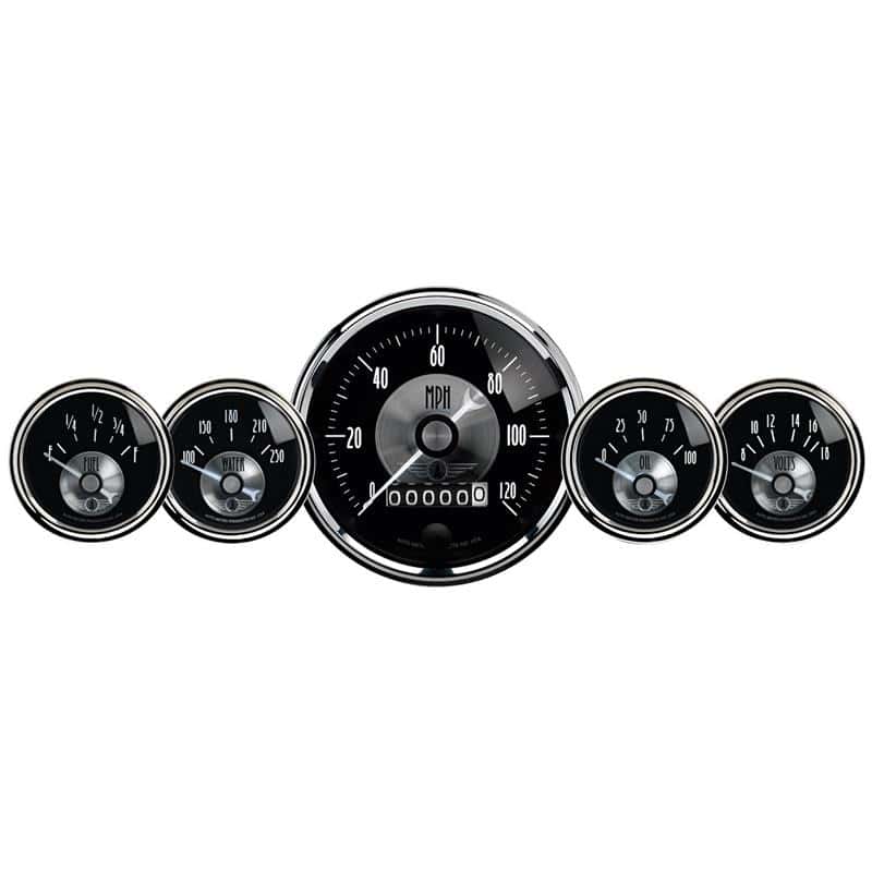 AutoMeter — Autometer Prestige Series Black Diamond 3-3/8in Electric Speedometer 2-1/16in Electric Oil Pressure - view 1
