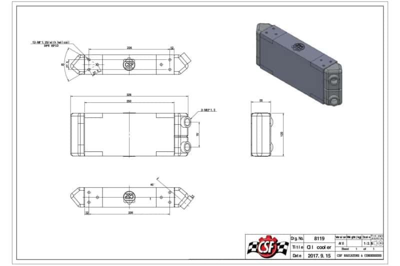 CSF — CSF Universal Dual-Pass Oil Cooler - M22 x 1.5 - 13in L x 4.75in H x 2.16in W
CSF Oil Cooler - view 7