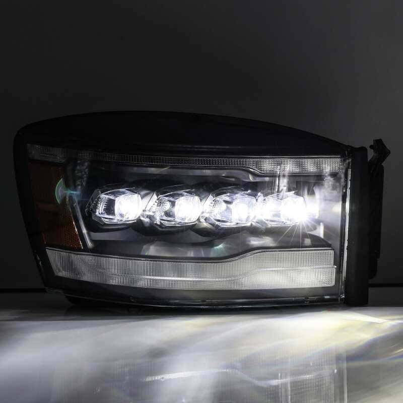 AlphaRex — AlphaRex 06-08 Dodge Ram 1500HD NOVA LED ProjHeadlights Plank Style Blk w/Seq Signal/DRL/Amber LED
Projector Headlights - view 4