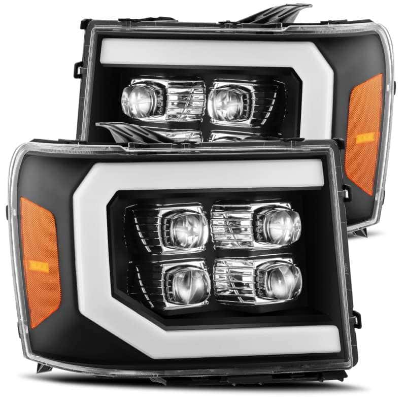 AlphaRex — AlphaRex 07-13 GMC 1500HD NOVA LED Proj Headlight Plank Style Gloss Blk w/Activ Light/Seq Signal/DRL
Projector Headlights - view 1