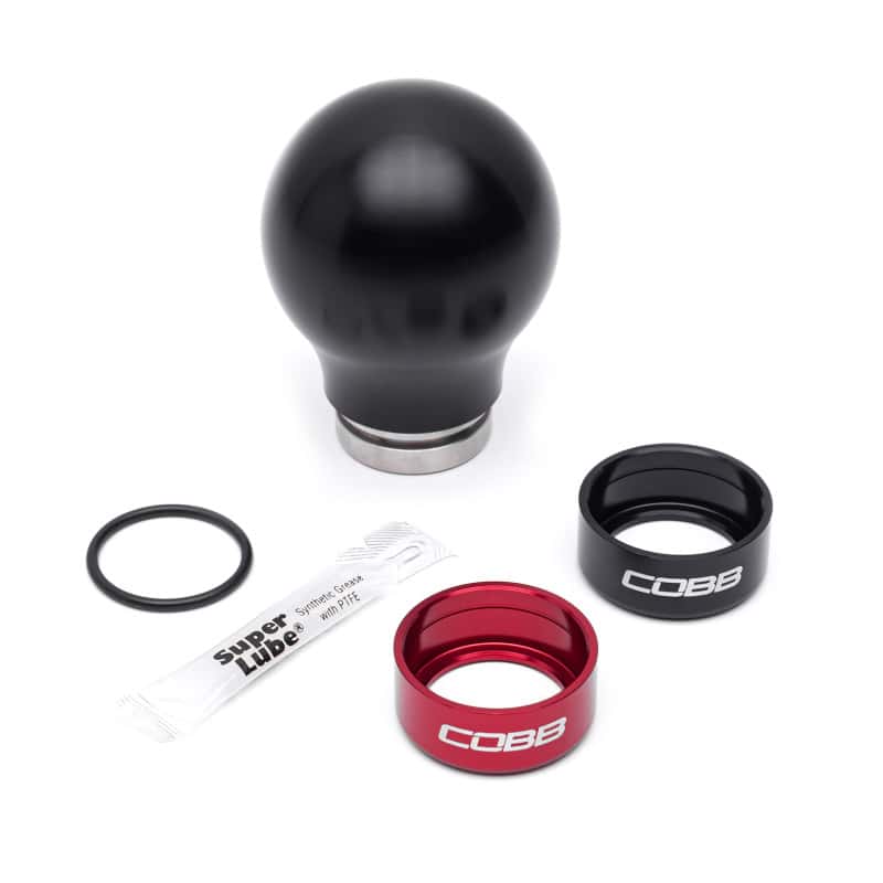 COBB — Cobb Subaru 6-Speed Weighted COBB Shift Knob - Black (Incl. Both Red + Blk Collars) - view 3