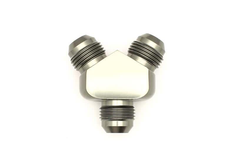DeatschWerks — DeatschWerks 8AN Male Flare + 8AN Male Flare To 8AN Male Flare Y-Block Fitting - view 1