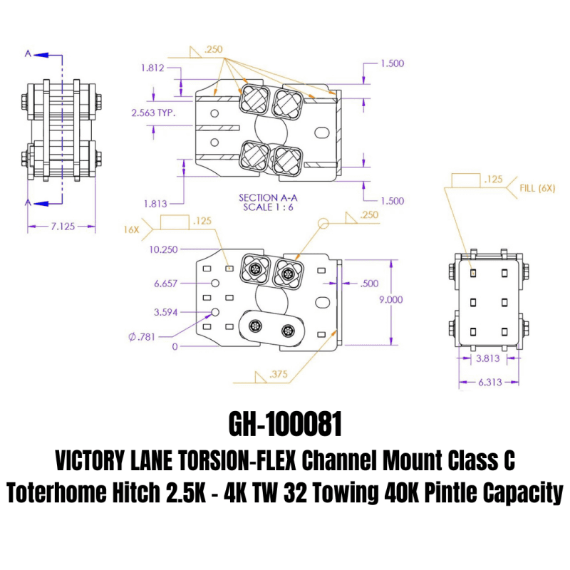 GEN-Y Hitch — Gen-Y Victory Lane Torsion-Flex Channel Mount Class C Toterhome Hitch (2.5K-4K TW)
Trailer Hitch - view 2