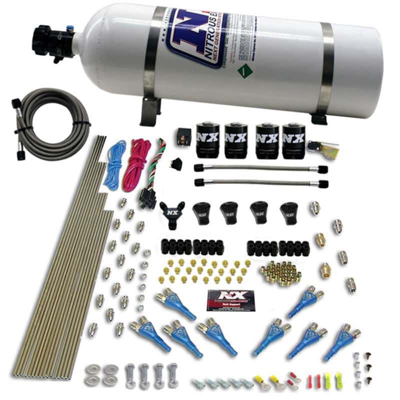 Nitrous Express — Nitrous Express Pro-Shk/Gas 4 Solenoids Nitrous Kit (200-600HP) w/15lb Bottle
Injection System Kit
N2OSys - view 3