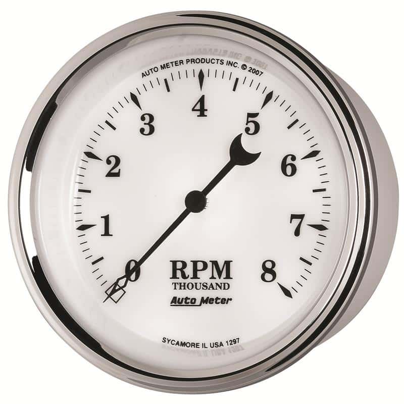 AutoMeter — AutoMeter Gauge Tachometer 3-3/8in. 8K RPM In-Dash Old Tyme White II
3-3/8" TACH, 8,000 R - view 3