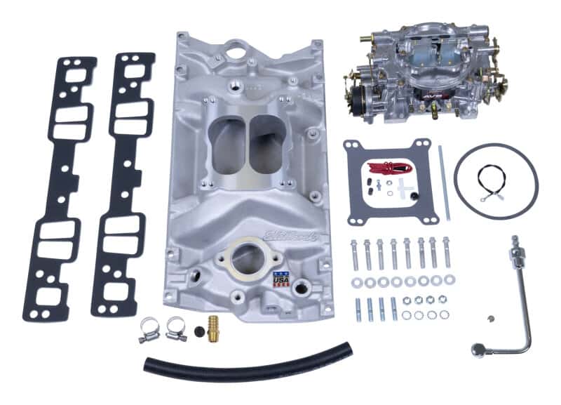 Edelbrock — Edelbrock Manifold and Carb Kit Performer SBC Vortec Natural Finish
POWER PKG - view 1