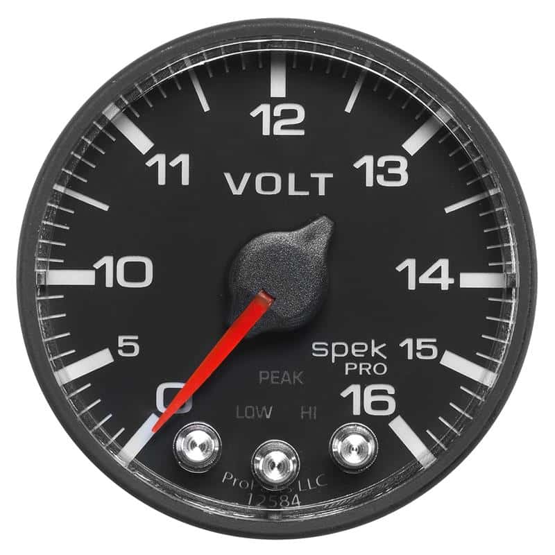 AutoMeter — AutoMeter Gauge Voltmeter 2-1/16in. 16V Stepper Motor W/Peak & Warn Blk/Blk Spek-Pro
GA 2" VOLT BFB SPEK - view 2