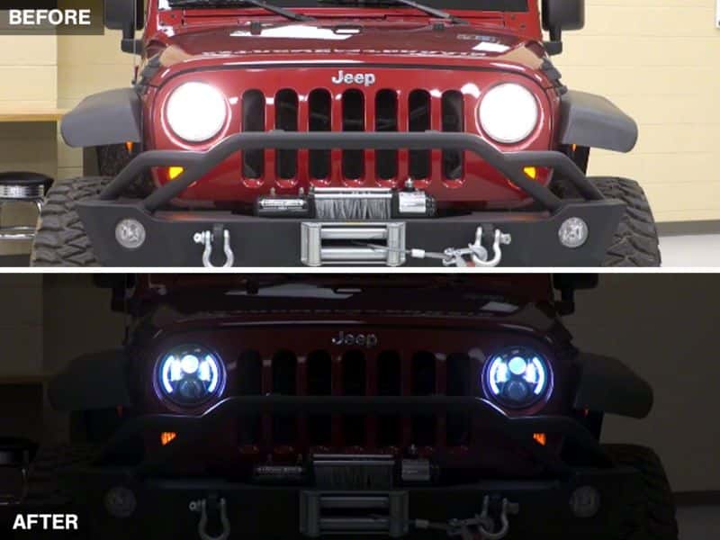 Raxiom — Raxiom 97-18 Jeep Wrangler TJ & JK 6-LED Headlights w/ Partial Halo- Blk Housing (Clear Lens)
Headlights - view 14