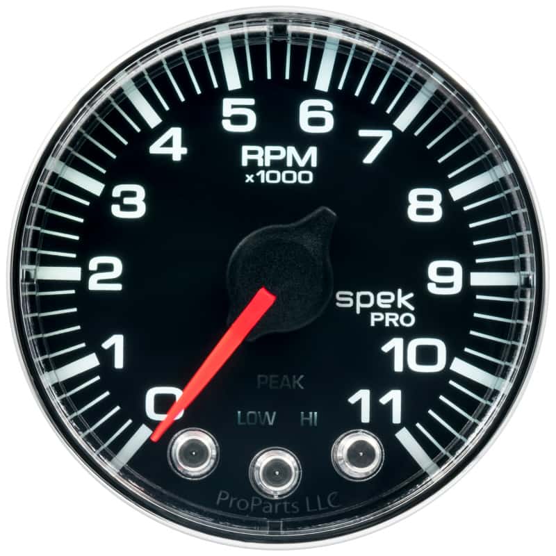 AutoMeter — Autometer Spek-Pro Gauge Tach 2 1/16in 11K Rpm W/ Shift Light & Peak Mem Blk/Chrm
GA 2" 11KRPM BFC SPK - view 2
