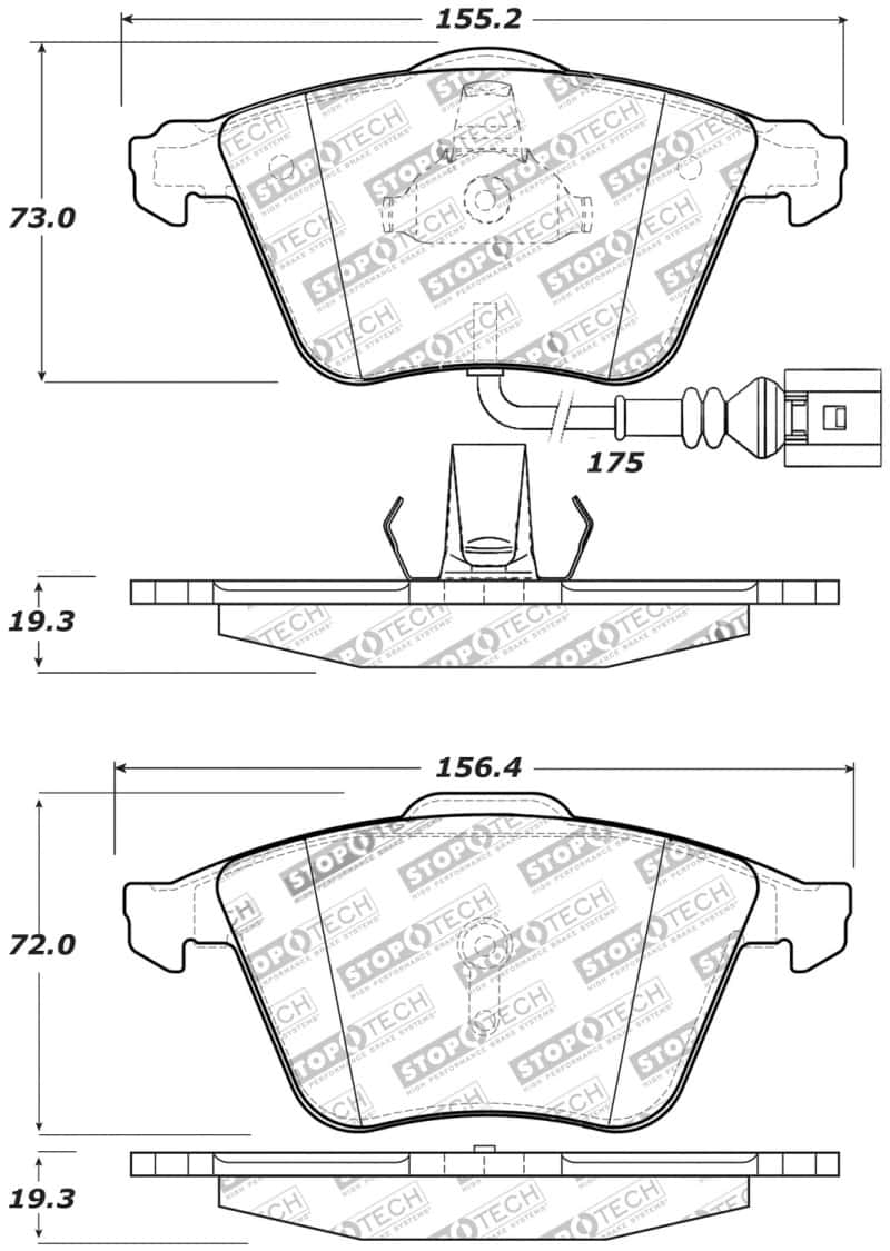 Stoptech — StopTech Performance 08-13 Audi TT Quattro / 12 VW Golf R Front Brake Pads
Sprt Brk Pad W/Hdwr - view 2