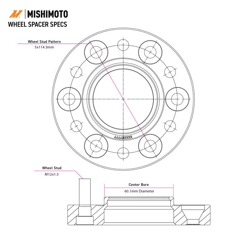 Mishimoto — Mishimoto Wheel Spacers - 5x114.3 - 60.1 - 20 - M12 - Black
Wheel Spacers - view 5